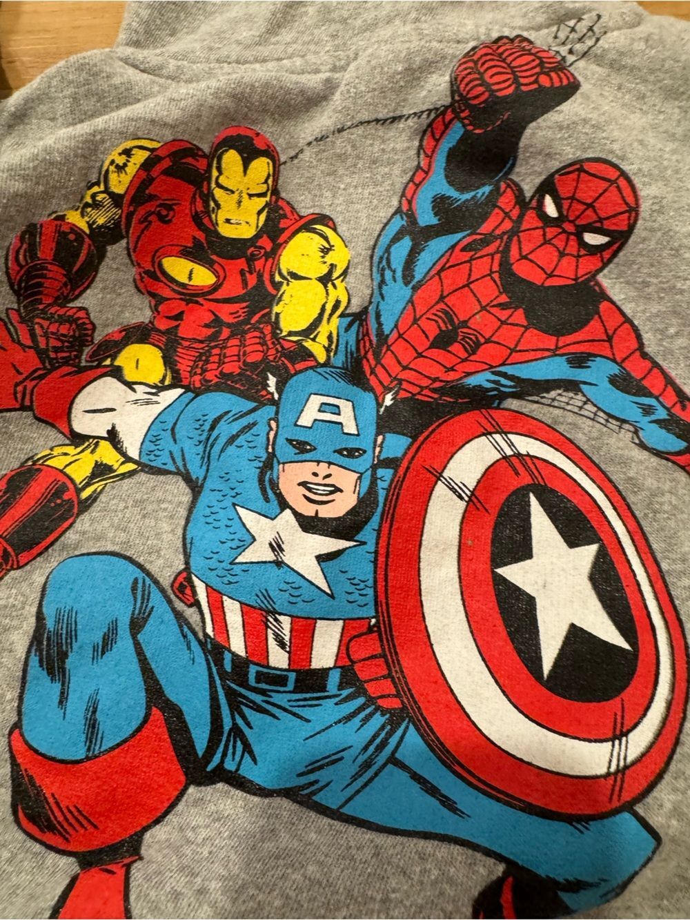 Marvel Comics Grey Iron Man Spiderman Captain America Boys Hoodie Size 5 - Picture 3 of 6